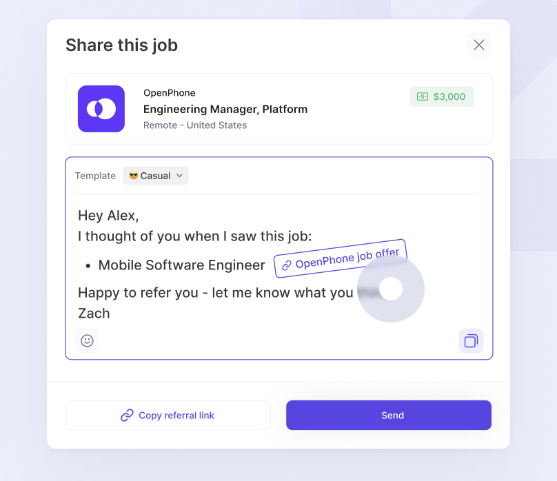 Share roles in seconds